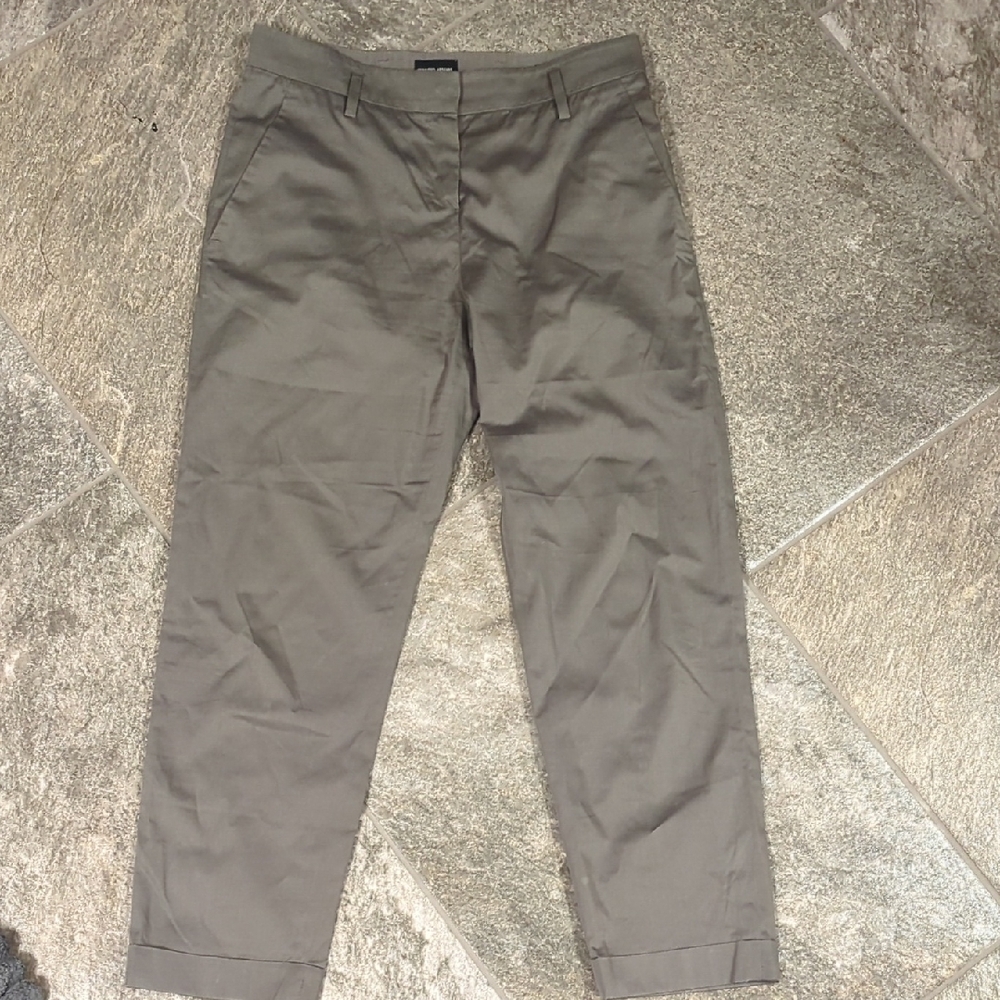 Giorgio Armani Made In Italy Khaki Chinos Stitch Details